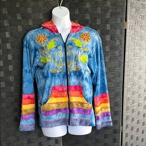 Colorful Floral Embroidered Hoodie Women’s Size 1X